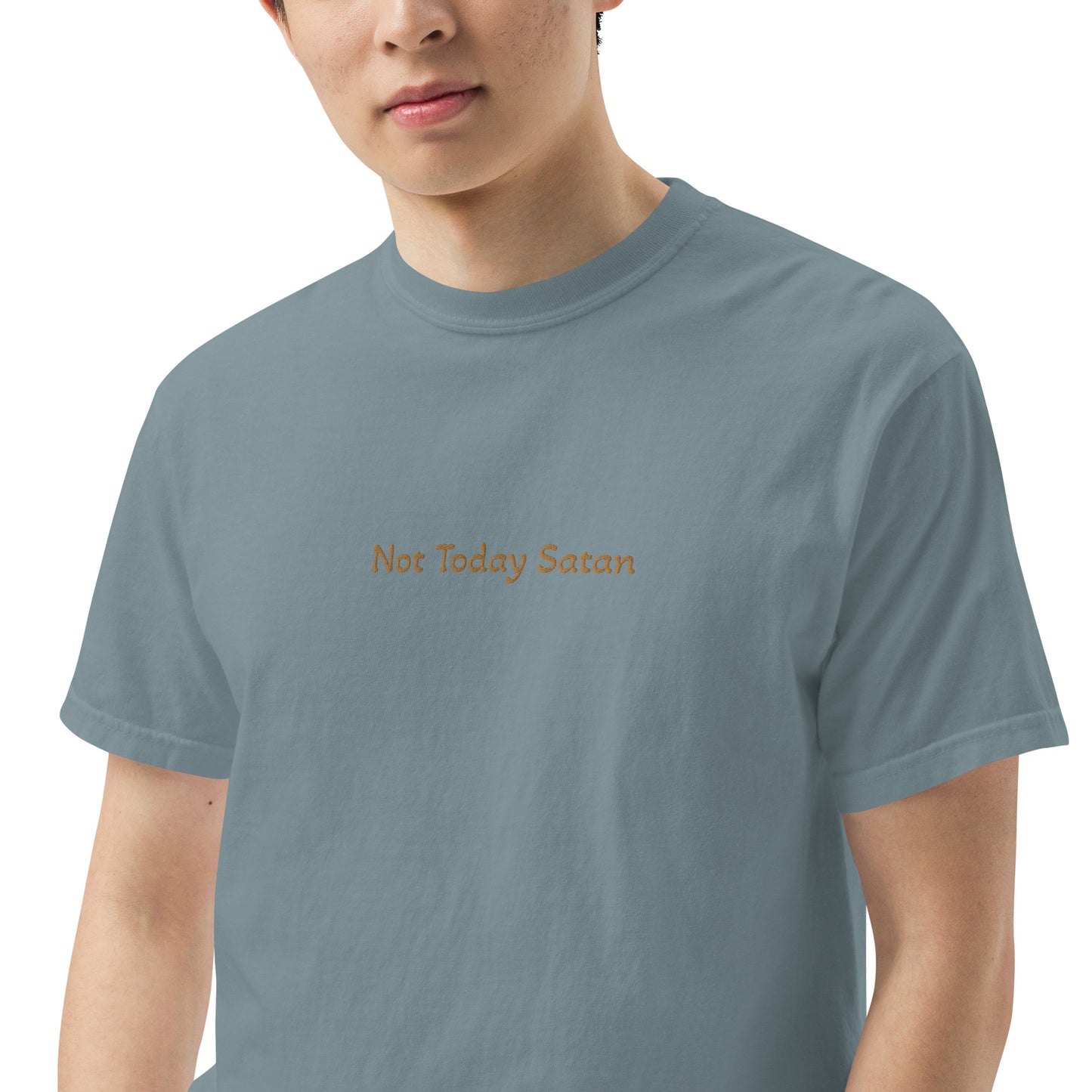 Not Today Satan - Embroidered Comfort Colors T-Shirt